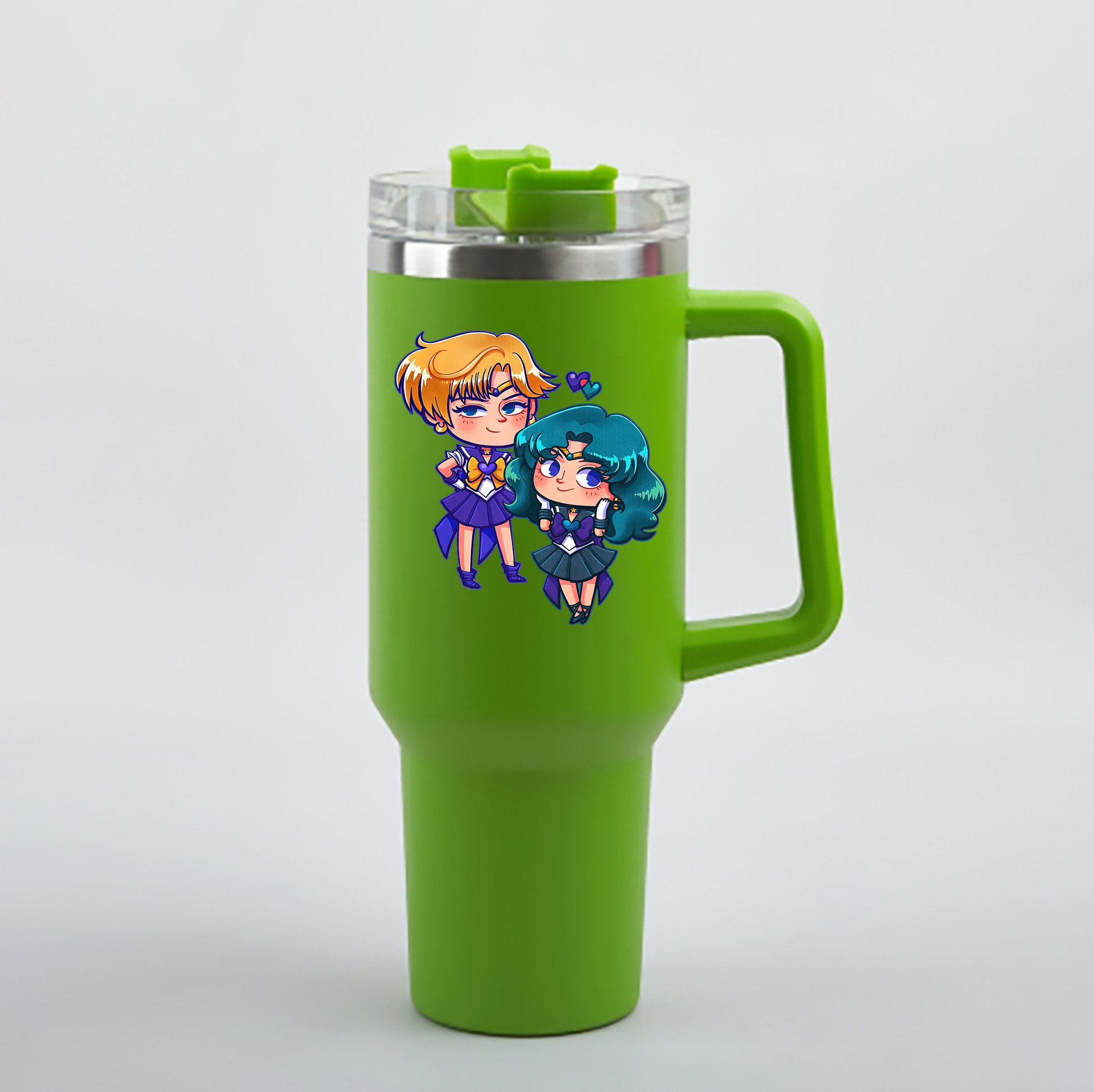 （画像用） 美少女戦士セーラームーン 天王はるか Sailor Moon Tenoh Haruka 1200mL車用タンブラー - クリスタルステッカー（プラスチックストロー付き）